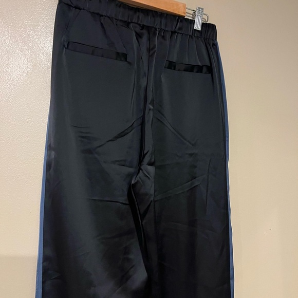 Gracia Black Blue Side Strip Satin Pull On Drawstring Pants Size Médium - Picture 4 of 7